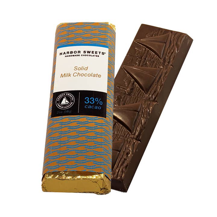 Solid Milk Chocolate Candy Bar for wholesale by Harbor Sweets Chocolates
