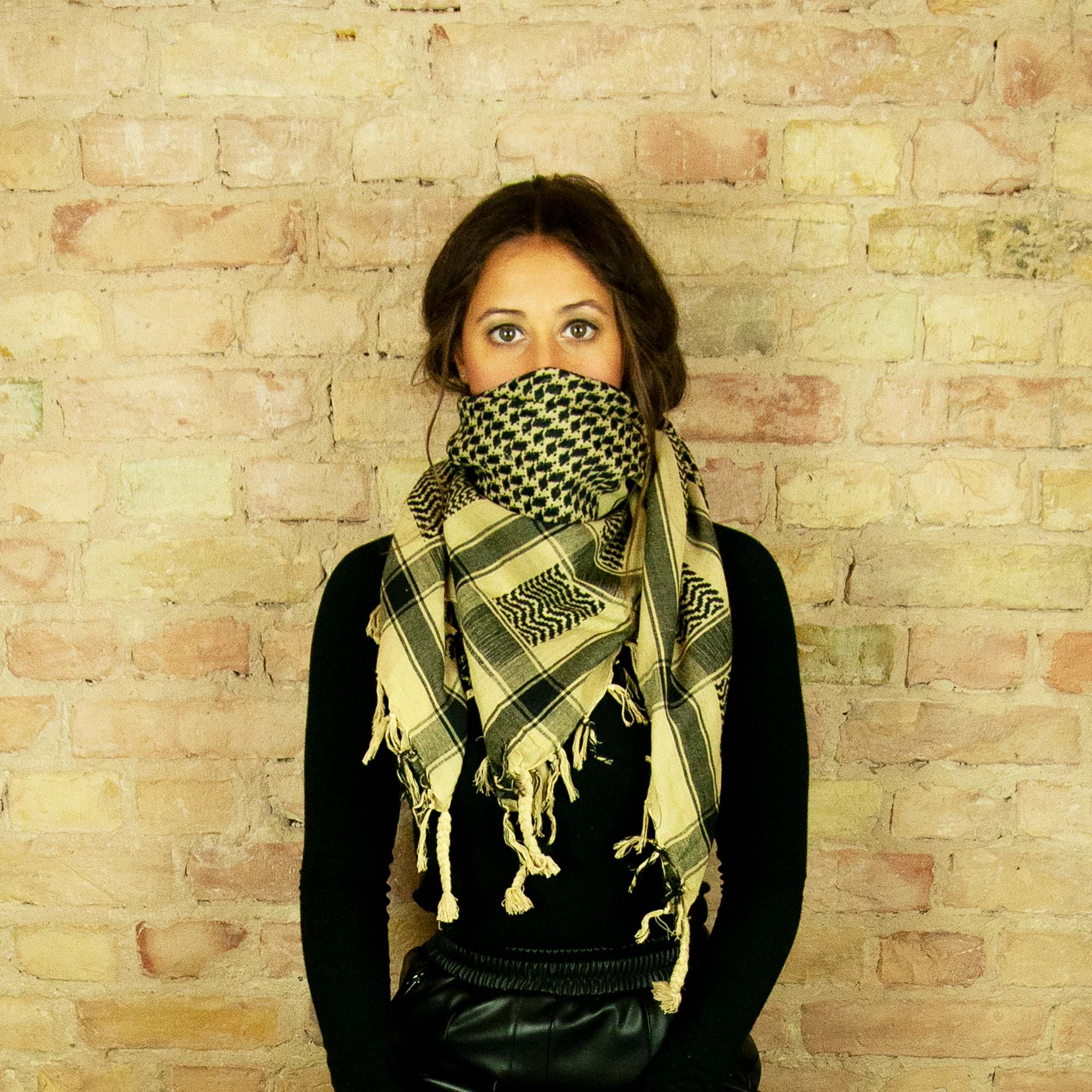 Tribal Trade GmbH – wholesale Halsduk - Unisex – Palituch - Beige - Svart - Kufiya PLO handduk7