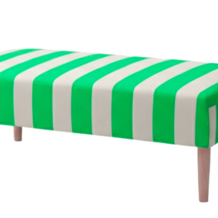 Hand-Painted Upholstered Linen Coffee Table Ottoman in Stripe print for wholesale by thestudioUP