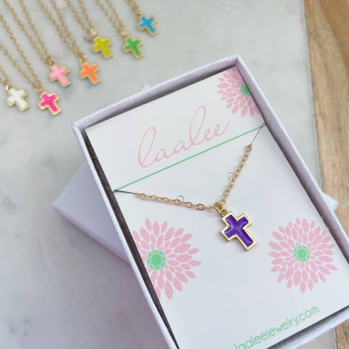 Laalee Jewelry – Großhandel Halskette – Kinder – Buntes Kreuzanhänger-Halskettenset für Kinder, religiöses Geschenk2