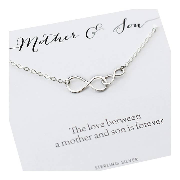 Collier mère-fils • Cadeau intentionnel pour un garçon et une maman • Double Infinity en argent • Infinite Love pour la vente par A Charmed Impression