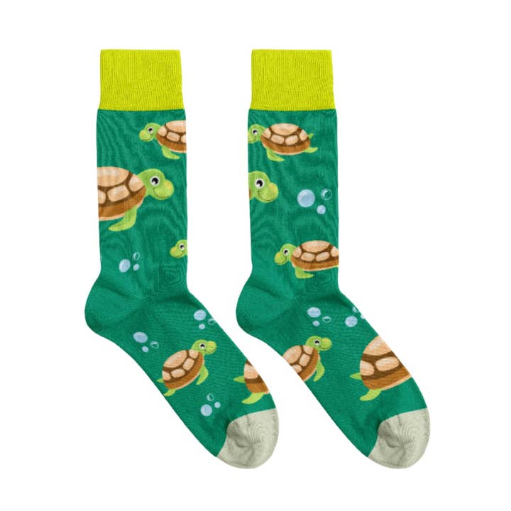 Billy Brown Socks | Women's Swimming Turtle Socks | Green for wholesale by Oli Olsen