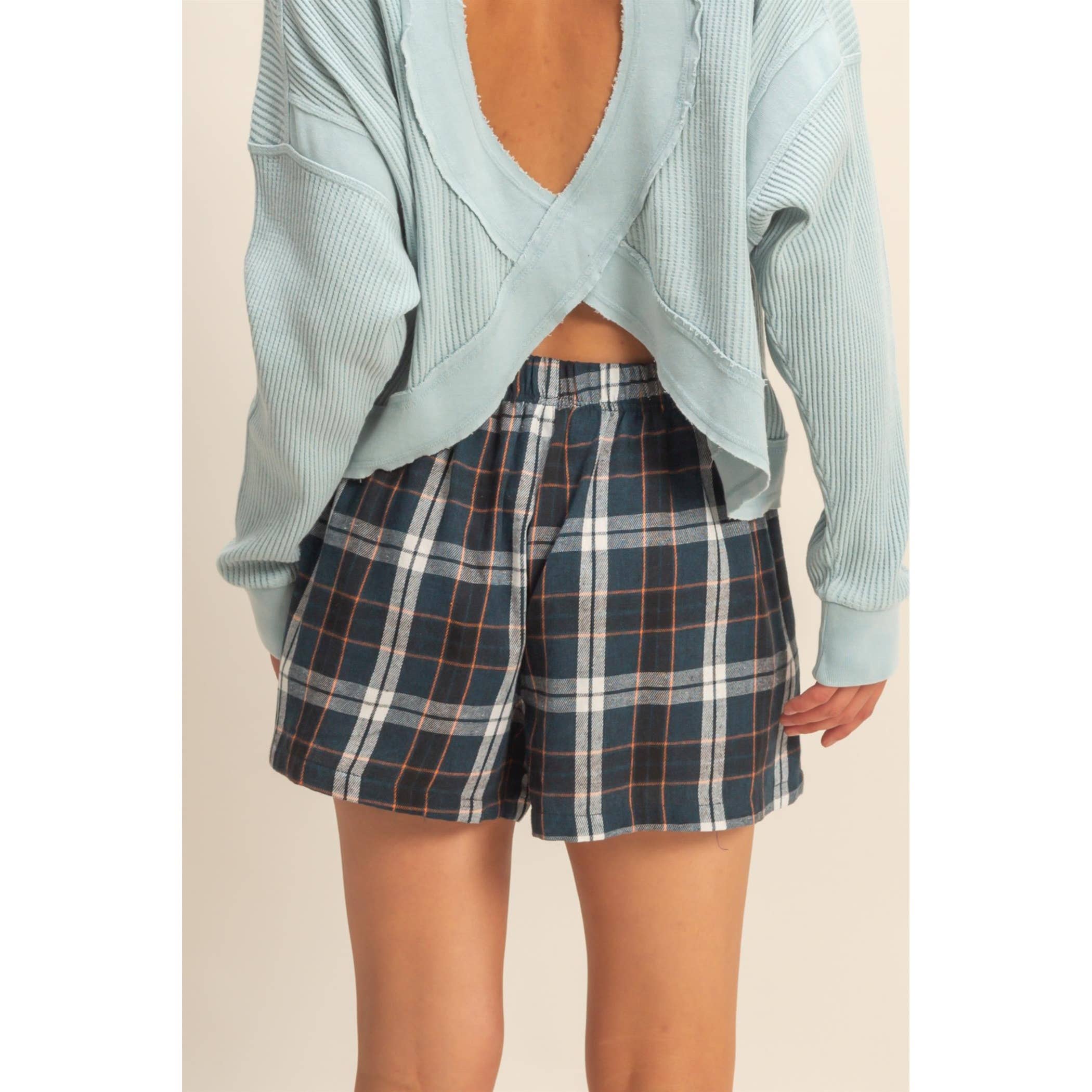 Double Zero - Wholesale Shorts - Women's - Button-Front Flannel Boxer Shorts13