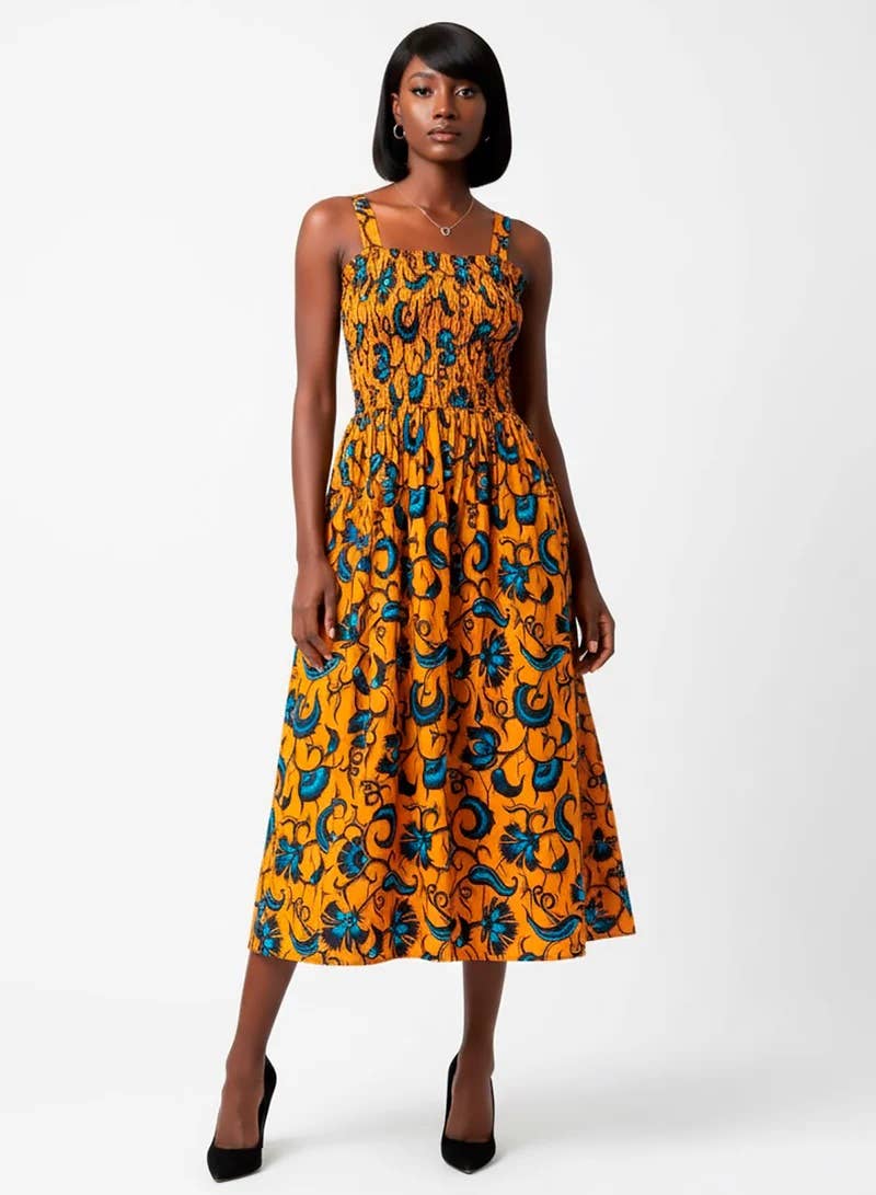 SUESES - Wholesale Dress - Women's - Personalized Long Hand Crafted Wax Fabric Cotton V Neck