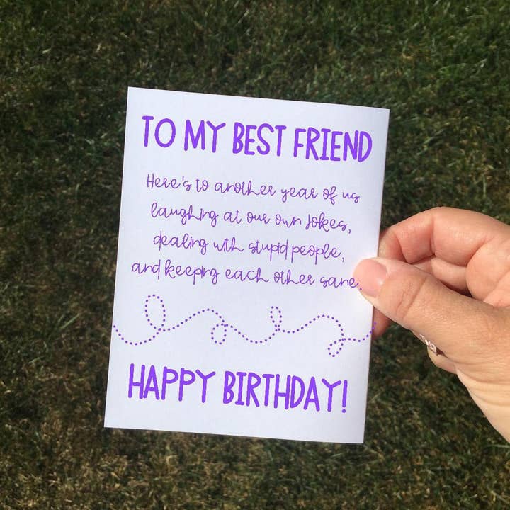 Personal Paper Hugs - Vente Cartes d'anniversaire - Carte d'anniversaire drôle sarcastique violet ami pour meilleur ami, carte d'anniversaire drôle pour femme, carte d'anniversaire sarcastique pour elle,1