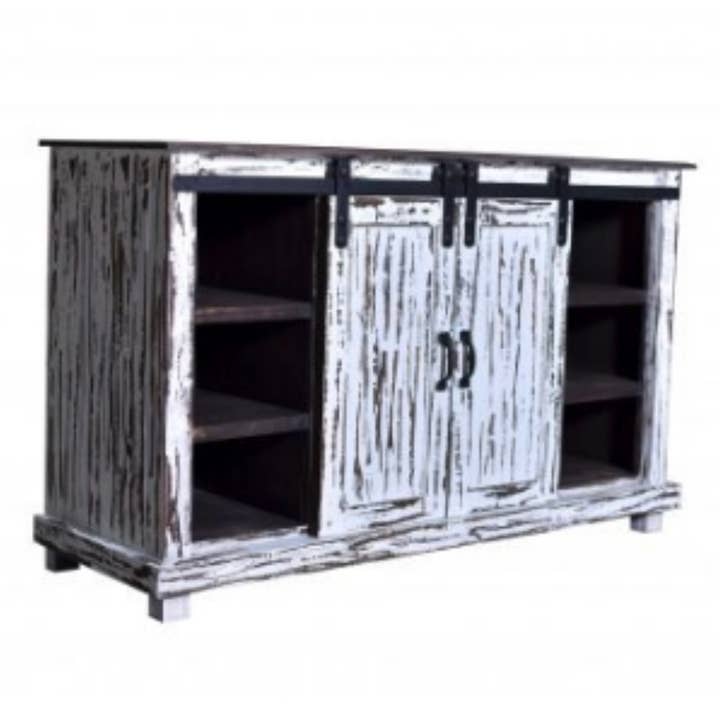 White Rough Cut finish TV Stand 60" for wholesale by The Welcome Sign