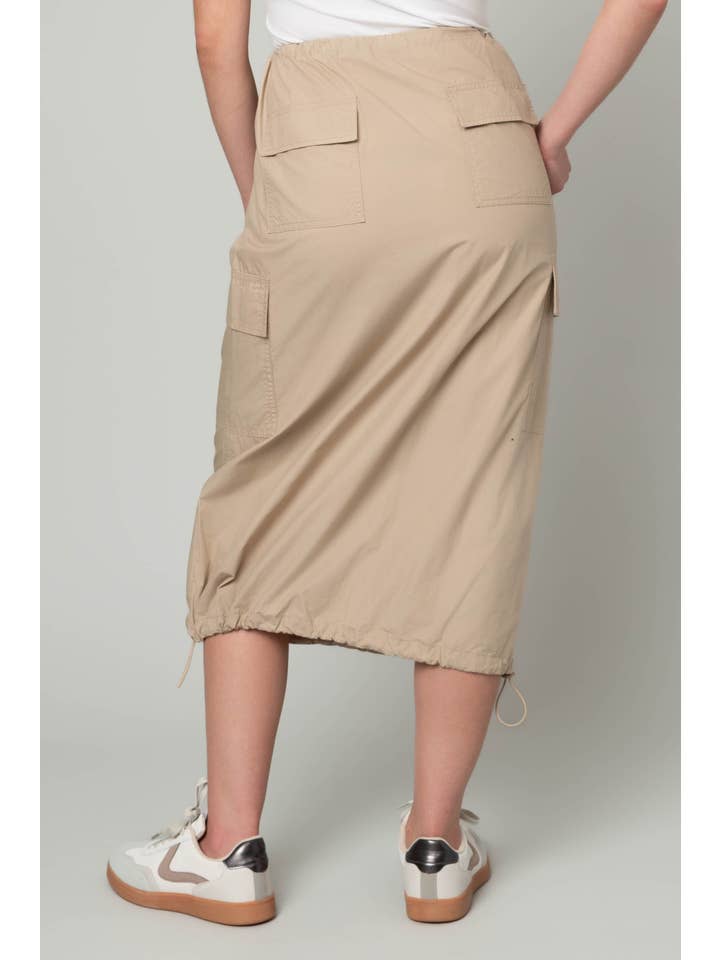 Pine Apparel - Wholesale Skirt - Women's - Parachute Cargo Midi Skirt w/ Adjustable Waist3