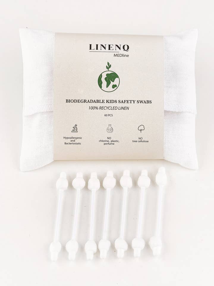 Linen and cotton q-tips with safety stoppers for wholesale by LinenQ