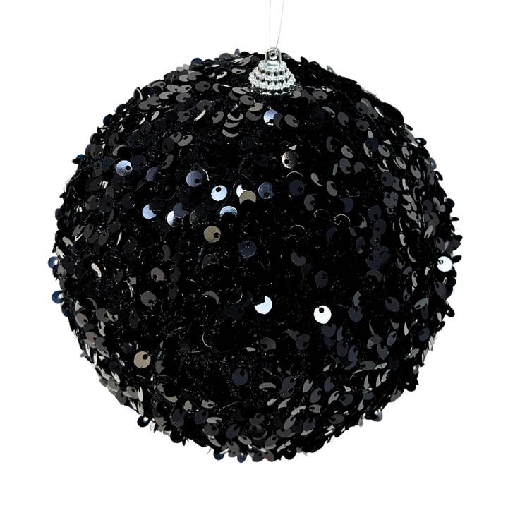 Fabulous Sequin Ball Ornament - Black 4.75" for wholesale by David Christopher's Collection