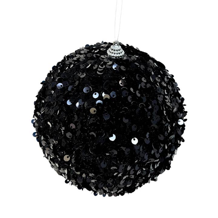 Fabulous Sequin Ball Ornament - Black 4.75" for wholesale by David Christopher's Collection