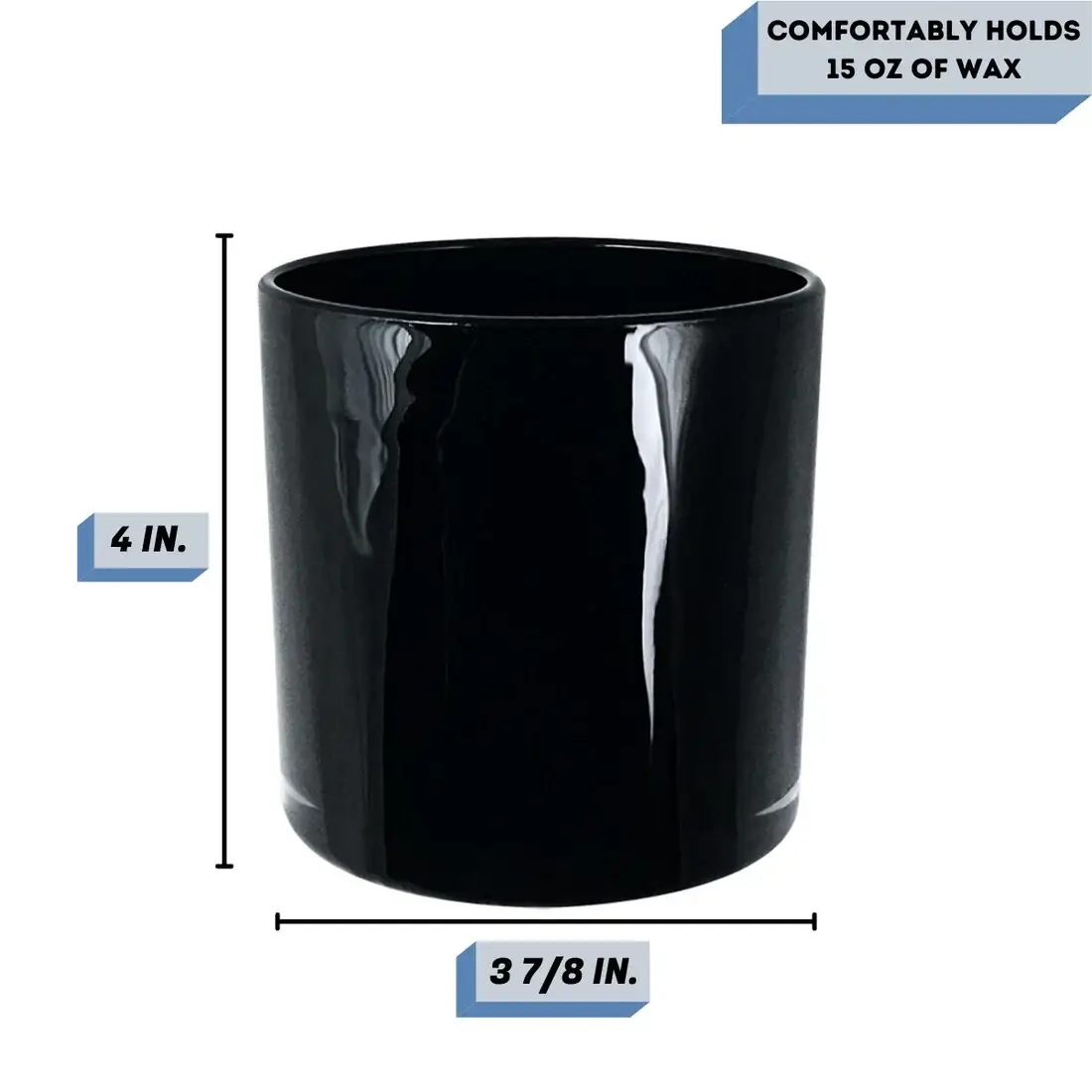 General Wax - Candle Making Supplies – wholesale Candle holder – 18 oz Sydney Black- Candle Making Jar1