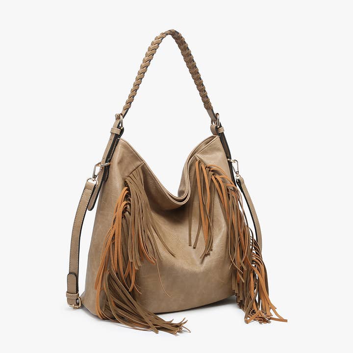 Jen & Co. - Wholesale Shoulder Bag - Women's - M2350 Sav Distressed Hobo w/ Fringe Detail