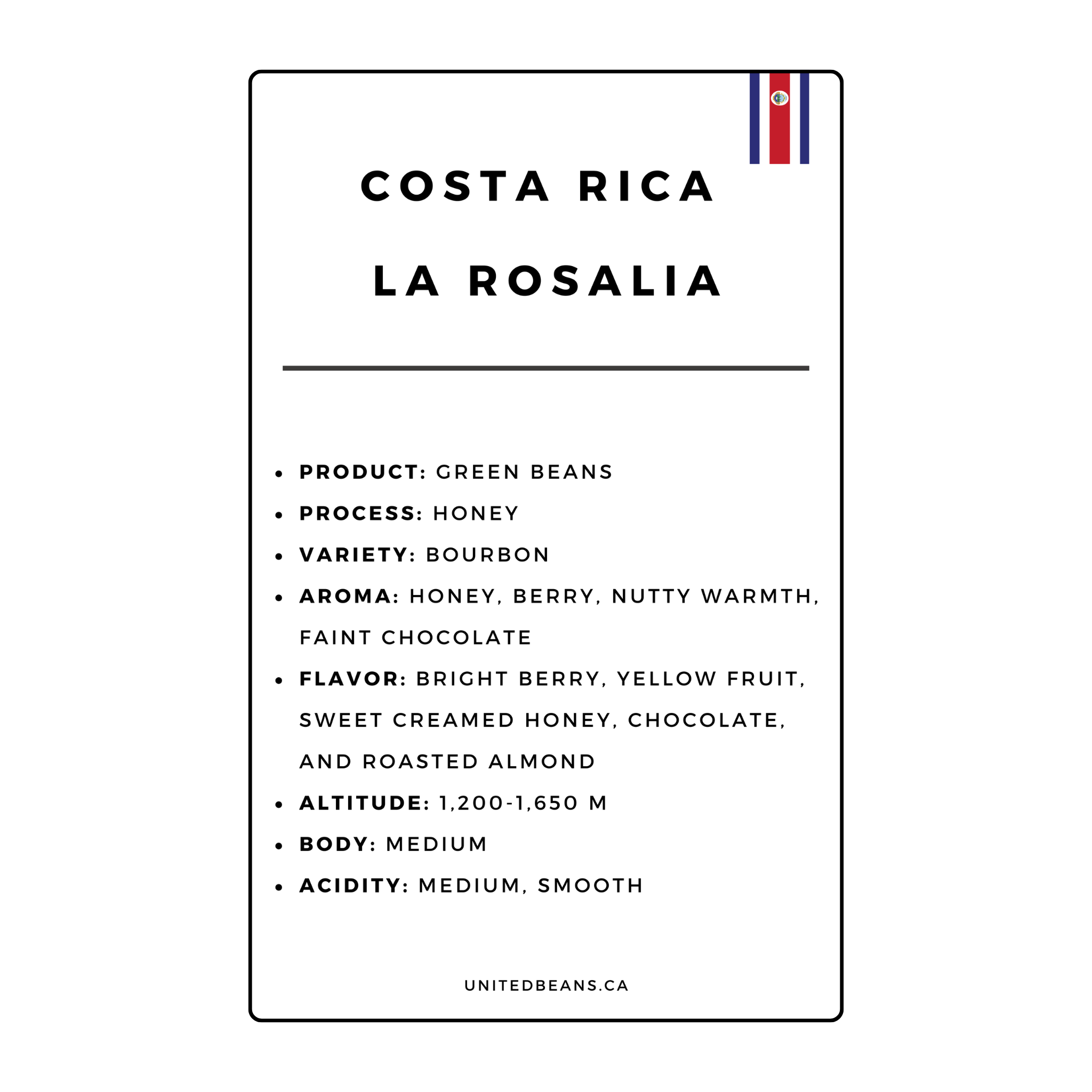 United Beans Coffee Roastery - Wholesale Coffee beans - Green Coffee Beans | Costa Rica La Rosalia1