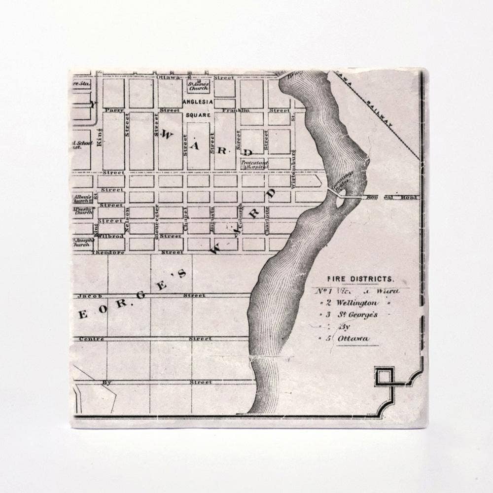 Versatile Coasters Canada - Wholesale Coasters - Vintage Ottawa Map from 1878 Coasters6