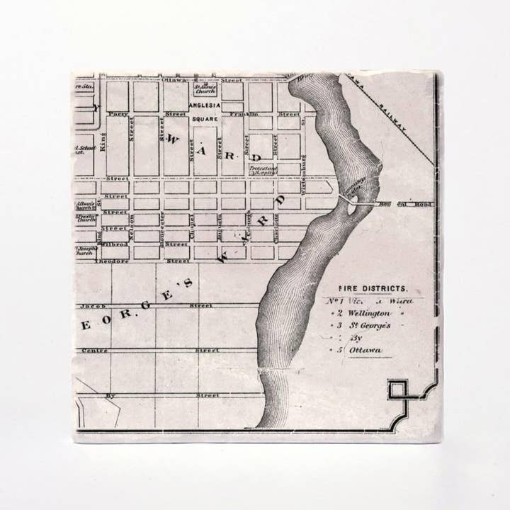 Versatile Coasters Canada - Wholesale Coasters - Vintage Ottawa Map from 1878 Coasters6