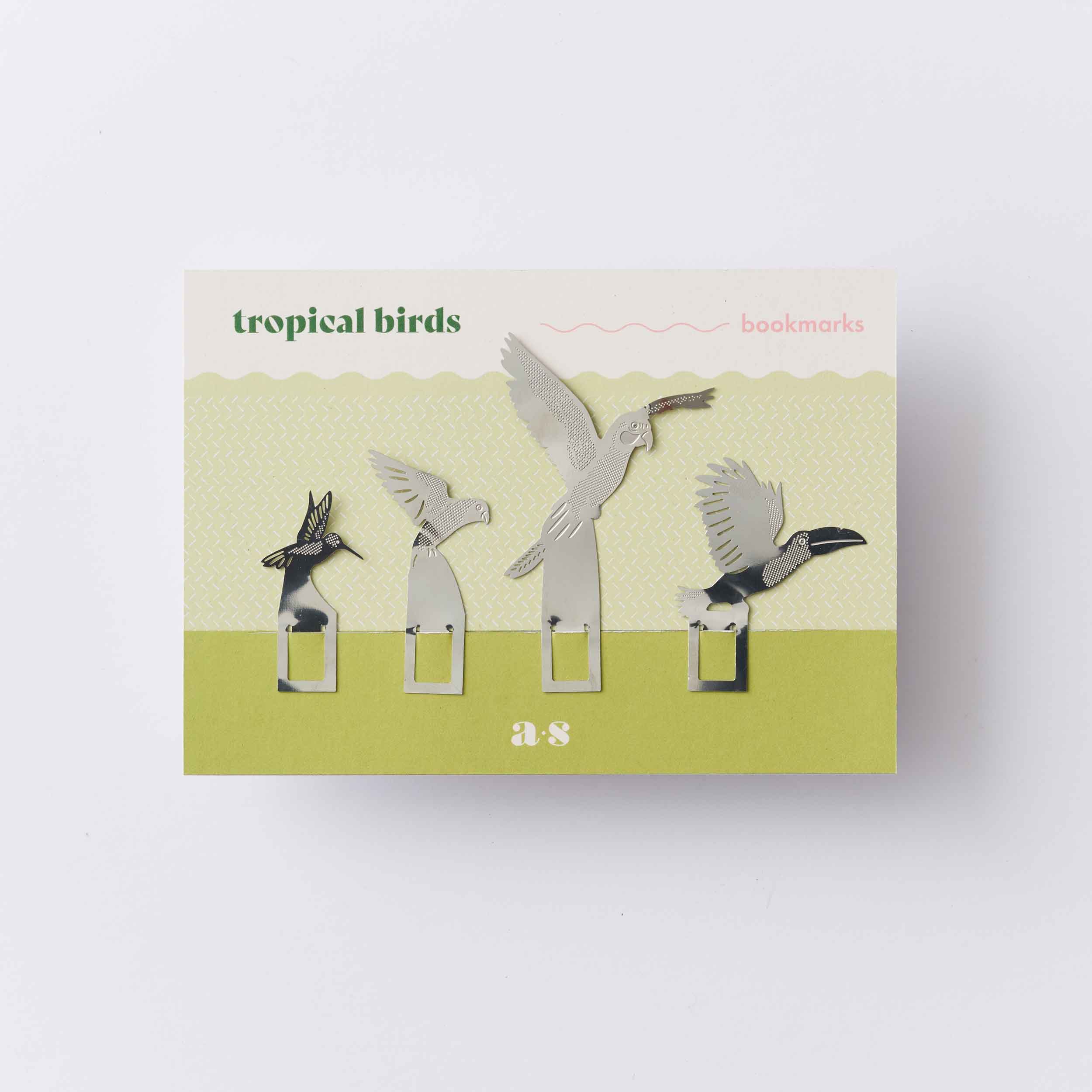 Another Studio UK - Wholesale Bookmark - Bookmark Set - Tropical Birds, Metal Page Markers