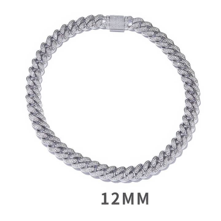 Sparkile - Wholesale Link & Chain Necklace - 12mm Moissanite Cuban Link Chain Necklace