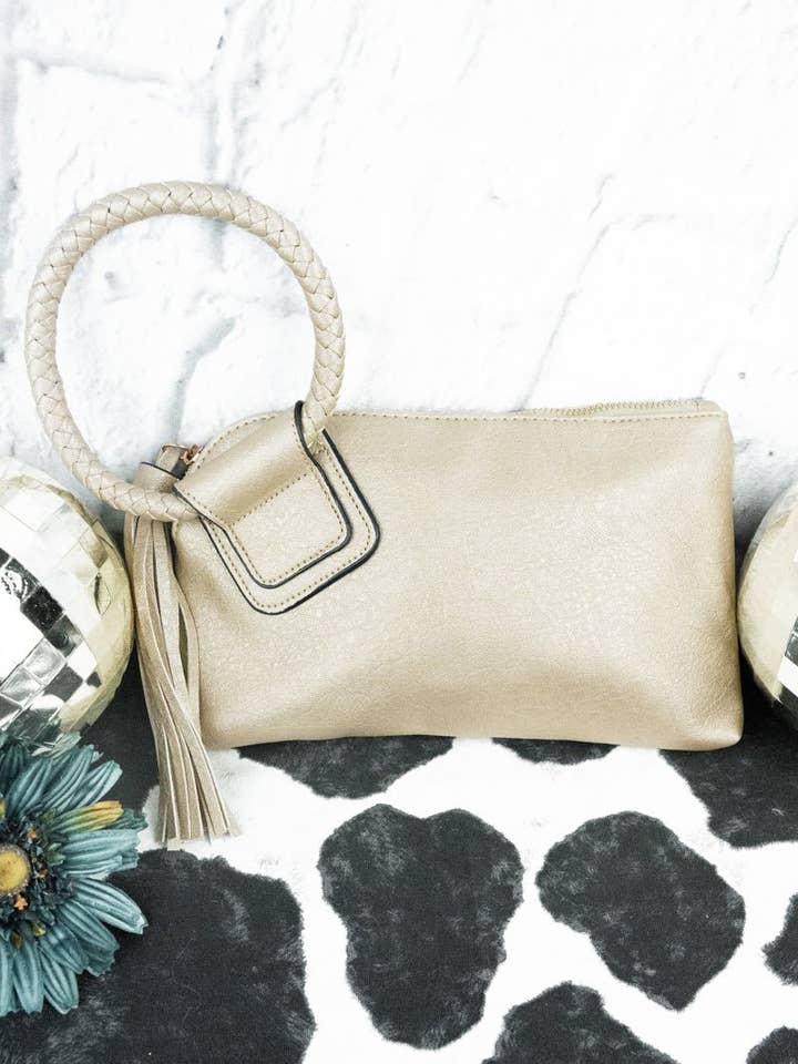 NGIL Gold Faux Leather Bangle Clutch for wholesale by Wholesale Accessory Market