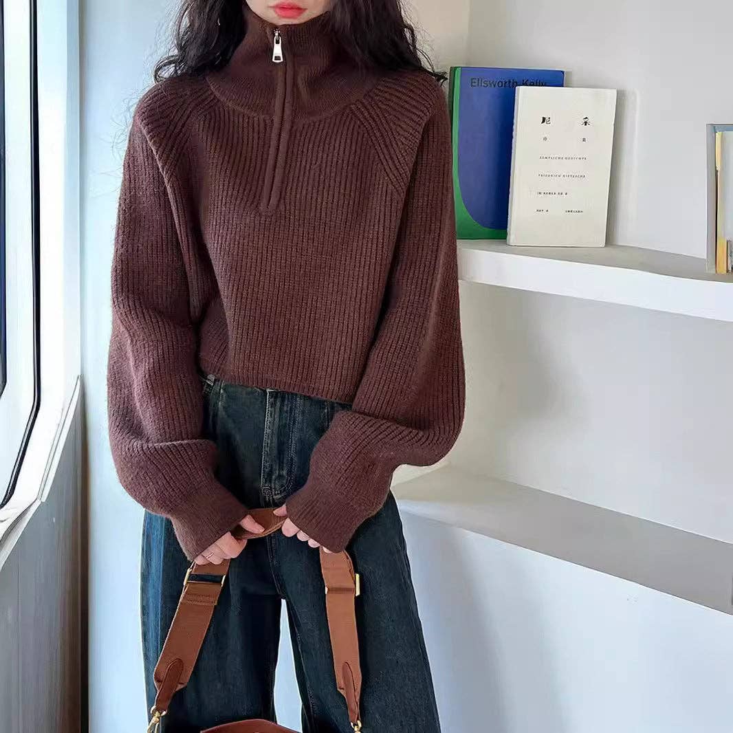 Marayn - Vente Pull en maille – femme - Pull chic côtelé et court en maille pour l'automne5