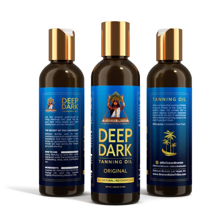 2 oz. Travel Size Deep Dark Original Tanning Oil for wholesale by Belizean Bronze