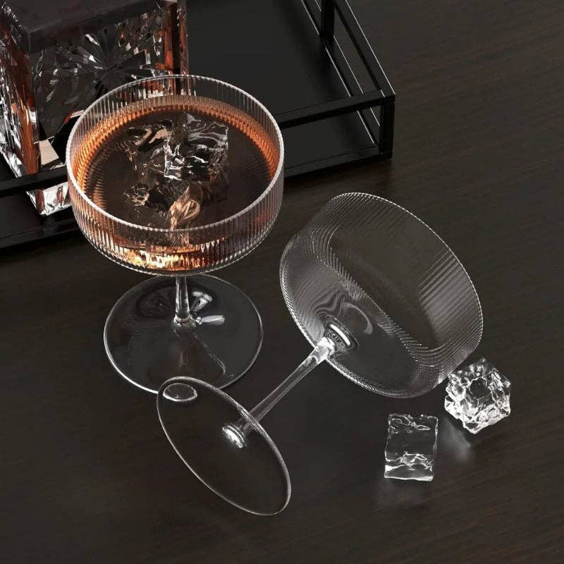 Kiyo Home - Wholesale Cocktail/Liquor Glass - Ribbed Cocktail Glasses (Set of 6)1