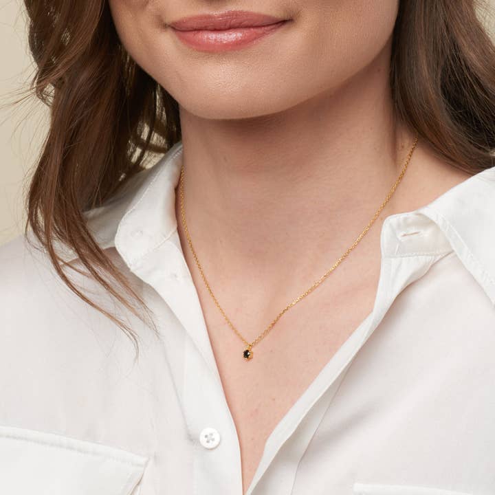 Schwarze Ariel Halskette Sterling Silber - Gold für den Großhandel von Jolie & Deen