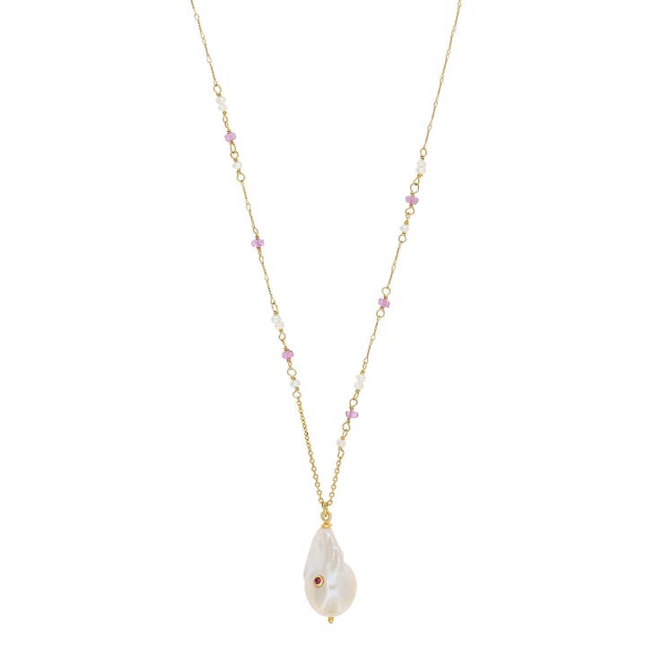 Choker Necklace with Baroque Pearl Pendant/RDL | Baroque Pearl for wholesale by ISHWARA JEWELS