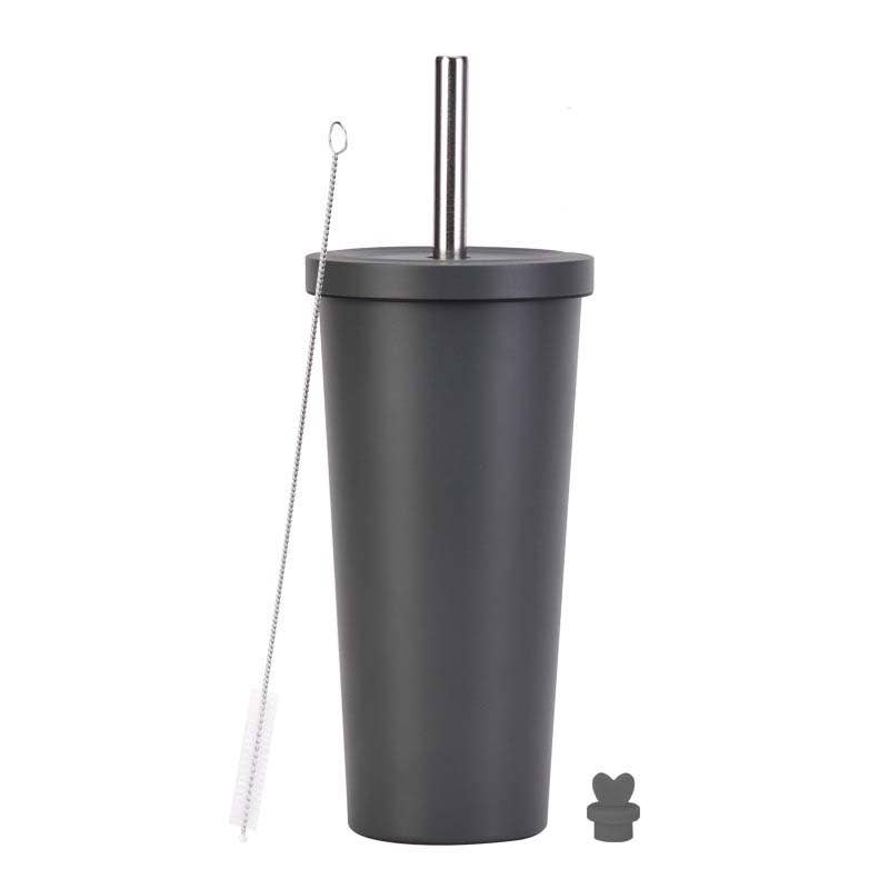 Candles Meta - Wholesale Insulated Mug/Tumbler - 710ml Silid Color Milk Tea Stainless Steel Cup with Straw8