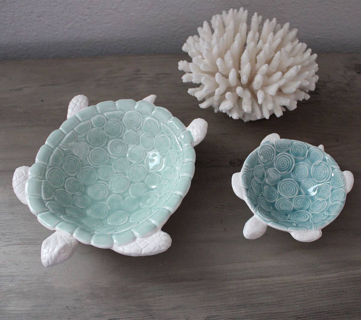 CB Home Collection - Wholesale Decorative Plate/Dish/Bowl - Sea Turtle Dishes - Set of 2 - Green & Blue1