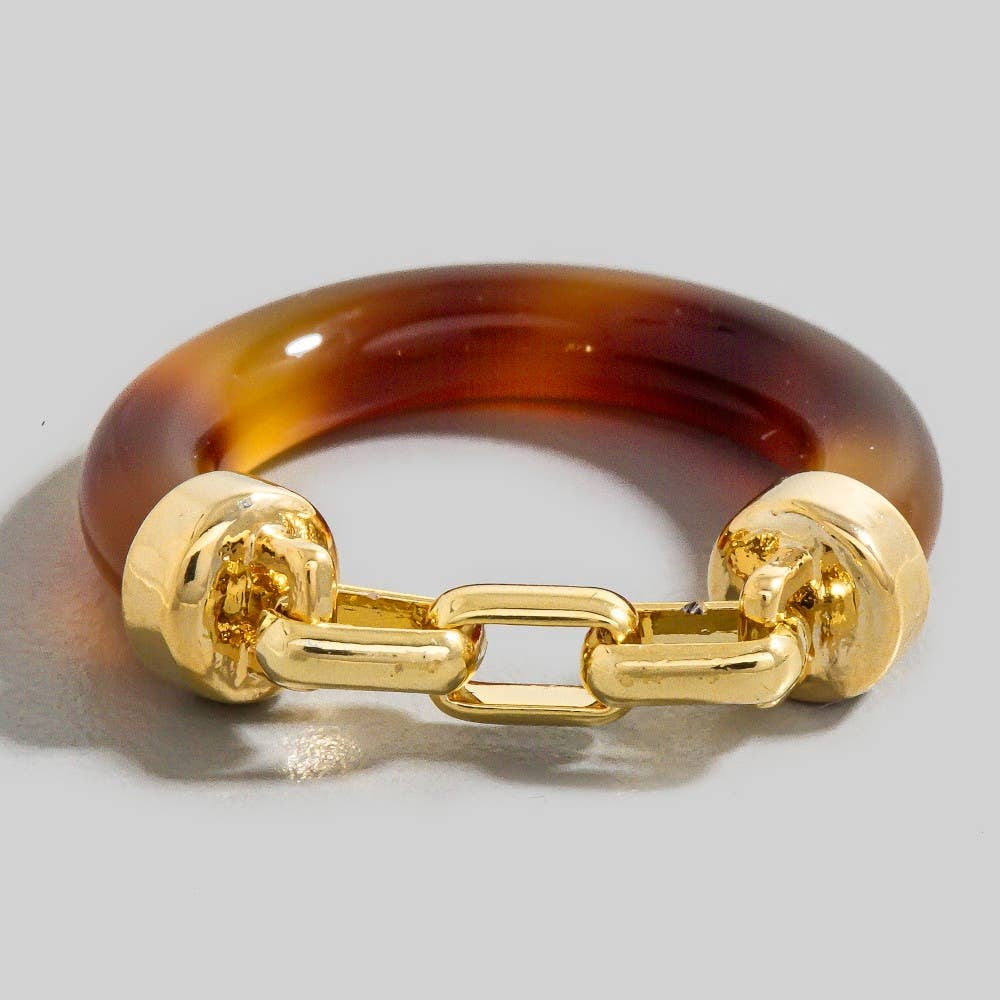 G Chain Accent Tortoise Shell Band Ring for wholesale on Faire1