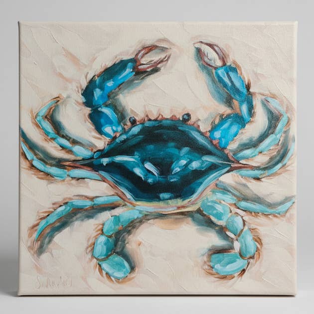 Beach home decor, Crab canvas art print, Coastal wall art for wholesale by Rustic Nester