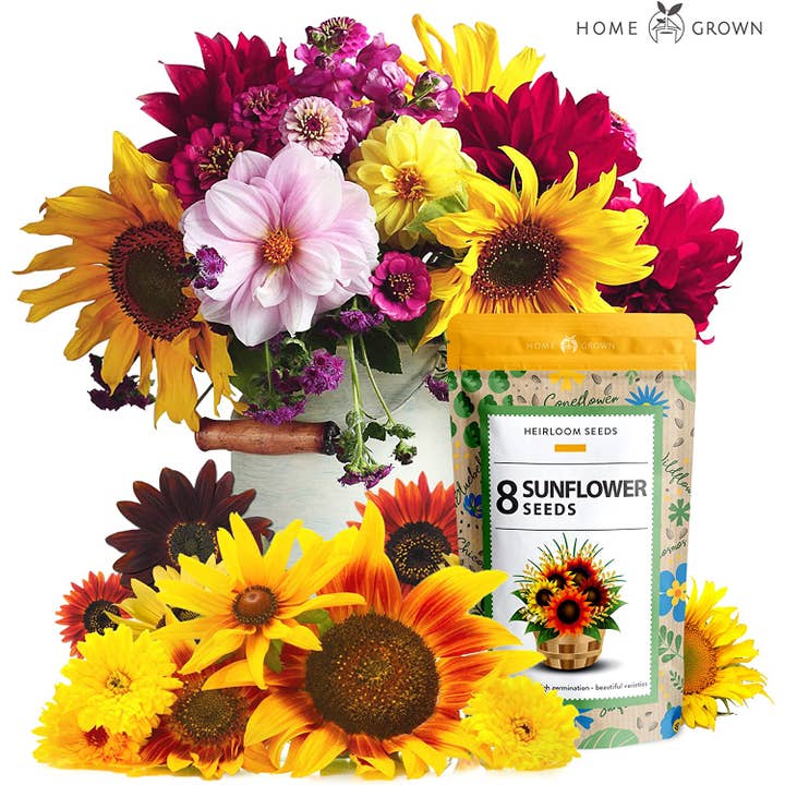 Homegrown Garden - Wholesale Plant Seeds - 8 Variety Bulk Sunflower Seeds for Planting Outside