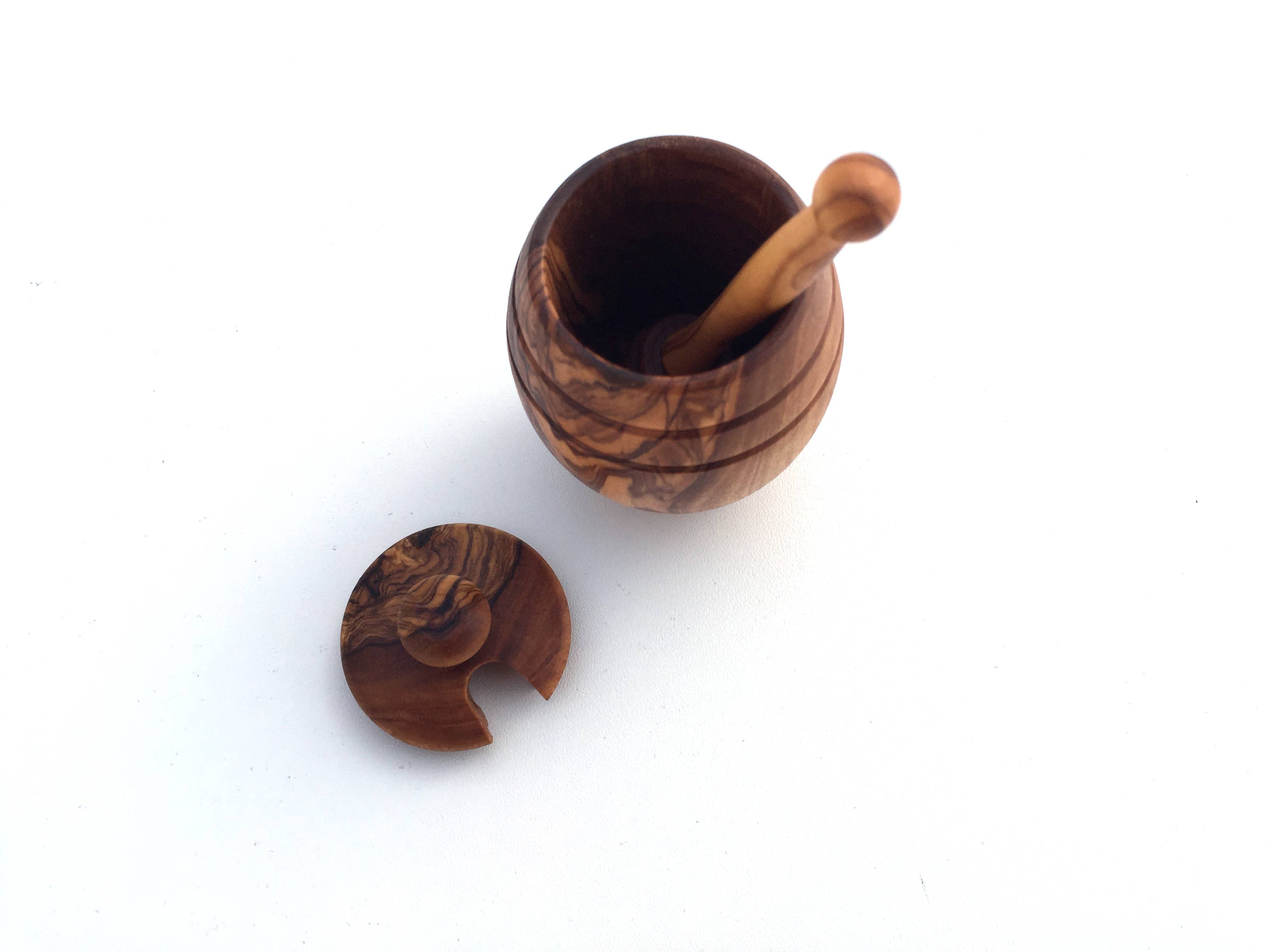 medina mood – Großhandel Honigtopf – Mini Honigtopf mit Honiglöffel handgemacht aus Olivenholz3