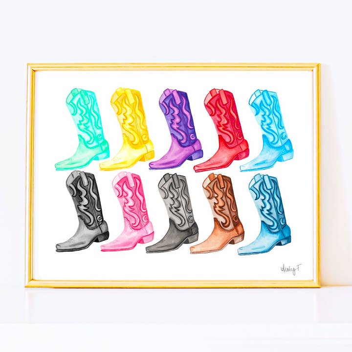 Print | TS Eras Watercolor Cowboy Boots Music | Girl Decor | Preppy | Swifie for wholesale by Shop Art by Audrey