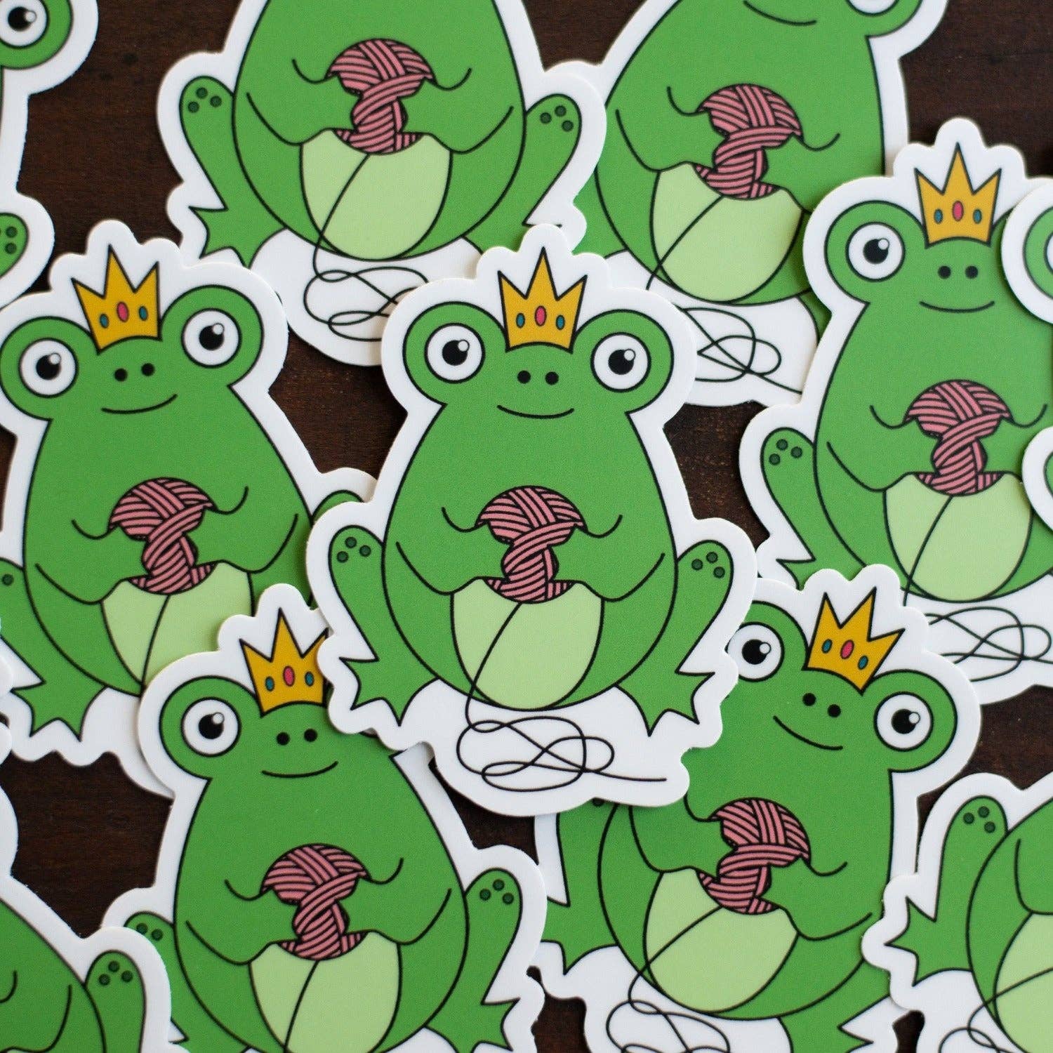 Camp Stitchwood - Wholesale Sticker - Frog Queen Knitting Sticker3