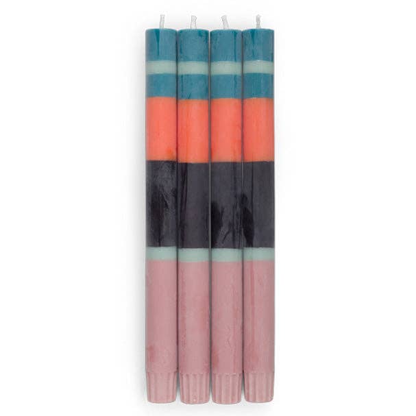 Striped Rose, Petrol, Opaline, Orange & Jet Eco Dinner Candles, 4 per pack for wholesale by BRITISH COLOUR STANDARD
