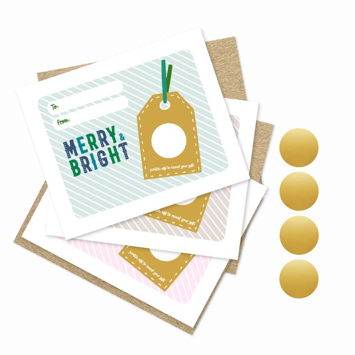 Paquete de 3 tarjetas en blanco para rascar de Feliz y Brillante Navidad para venta al por mayor de Jande Summer