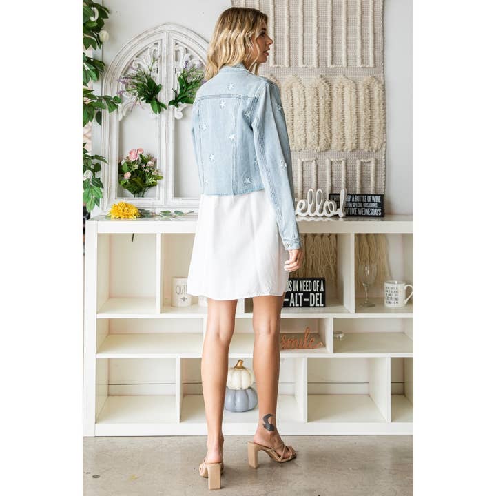 LT Wash Star Embroidery Denim Jacket for wholesale on Faire9