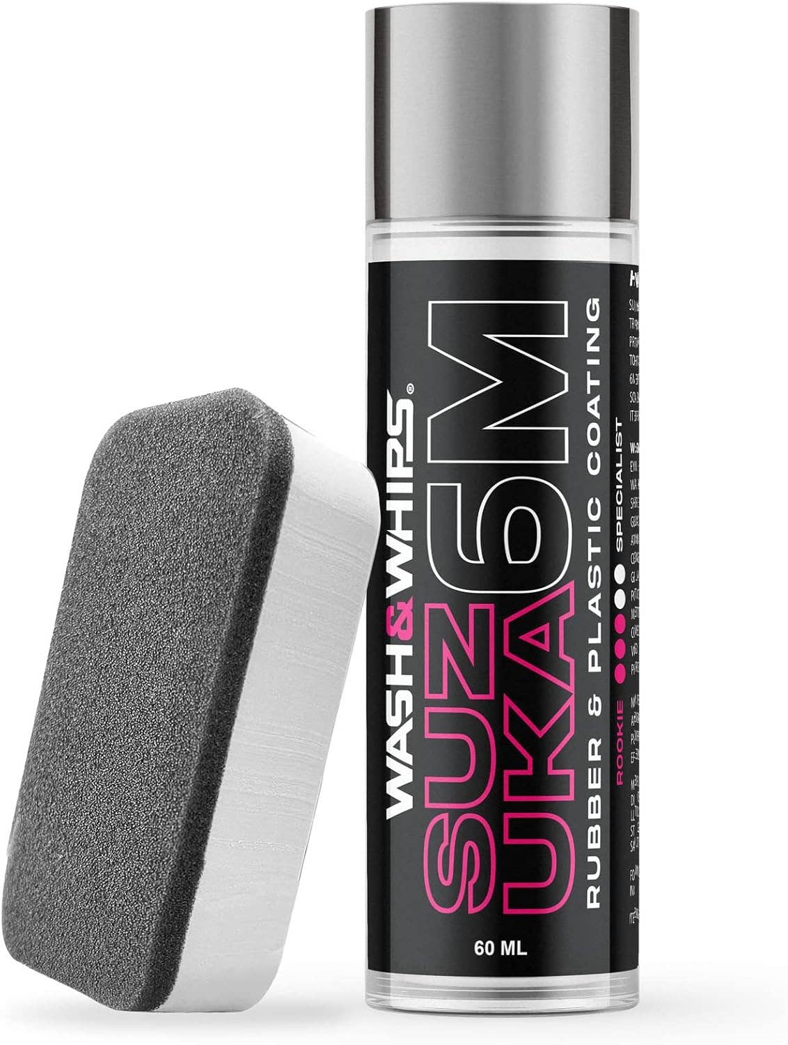 Wash & Whips - Wholesale  - WASH&WHIPS Suzuka 6M Rubber & Plastic Coating for Cars, Restores and Brings Back Black - Concentrated Formula Non-Greasy, 60ml0