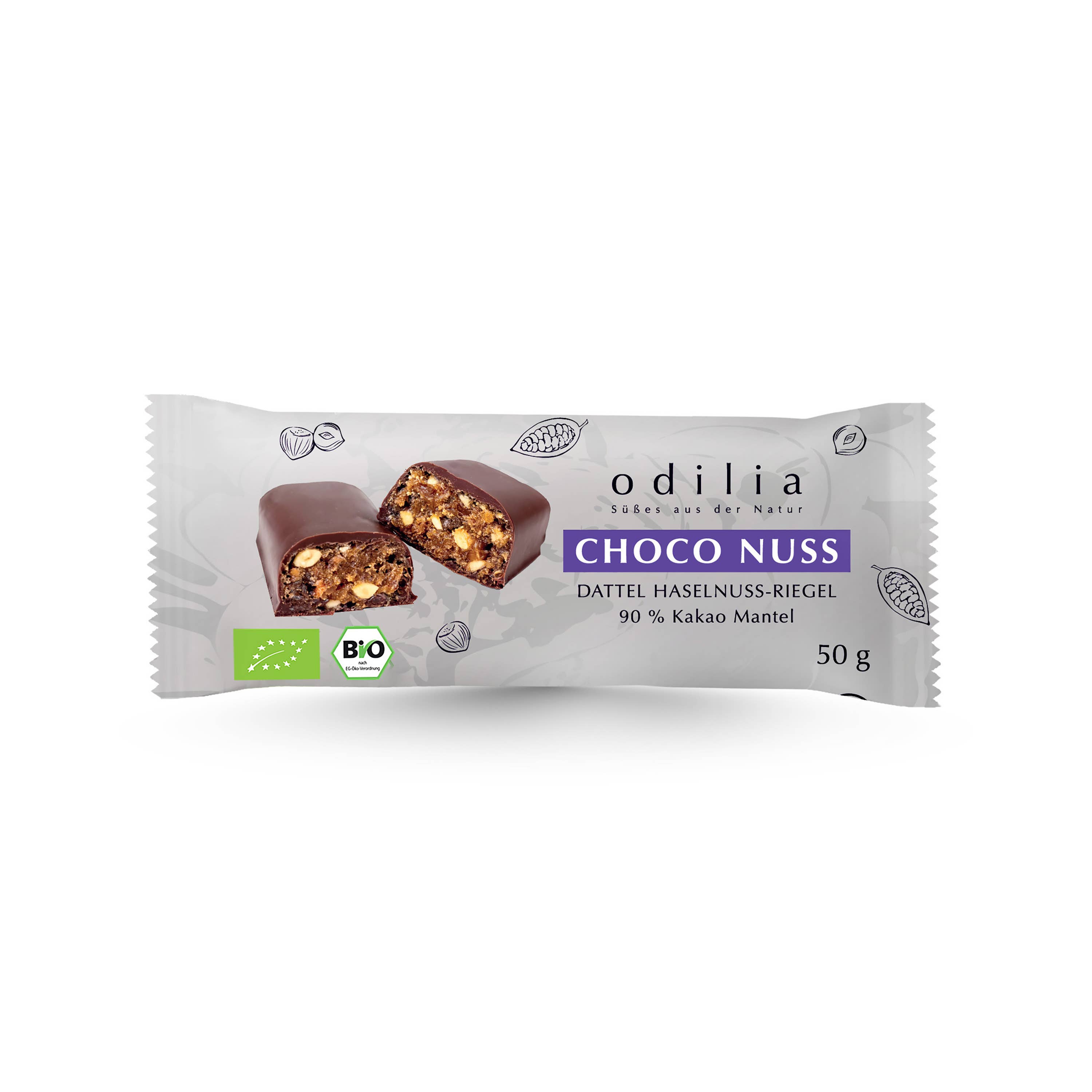 odilia – Großhandel Schokoriegel – Choko Nuss – Bio Dattel-Haselnuss-Riegel1