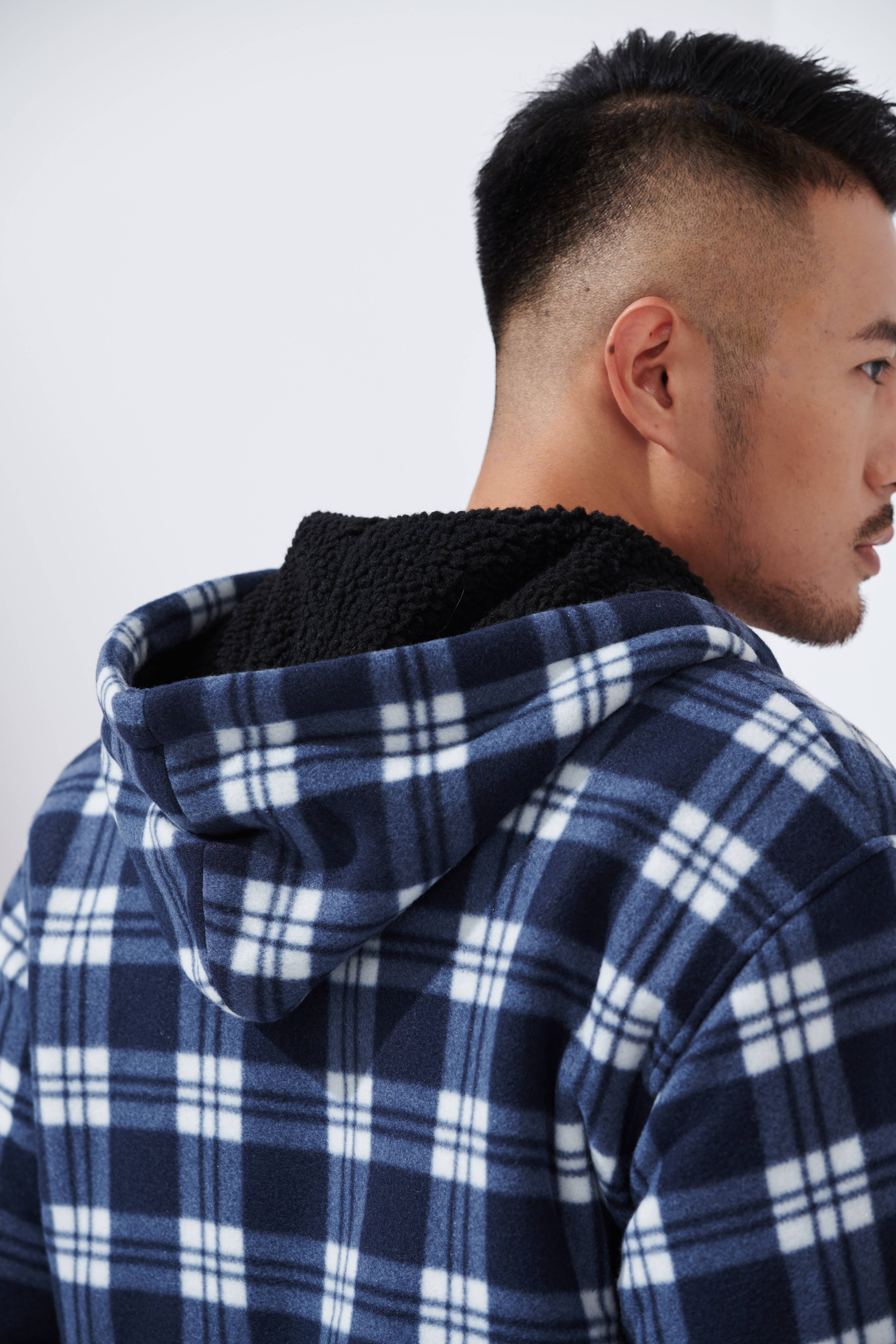 LeeHanTon - Wholesale Jacket - Men's - LeeHanTon Men's Hooded Sherpa Lined Plaid Jacket5