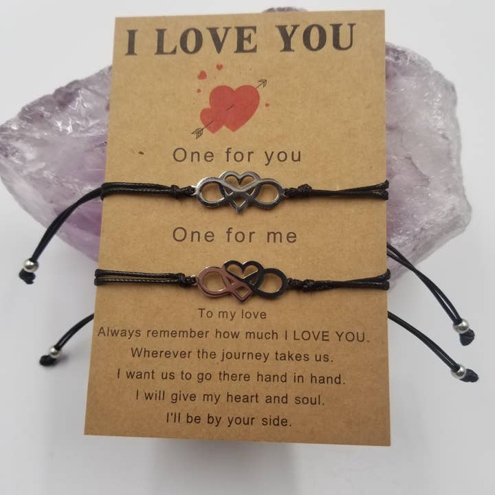 I LOVE YOU hartvormige armband voor Valentijnsdag - set van 2 voor wholesale door magnolia jewelry