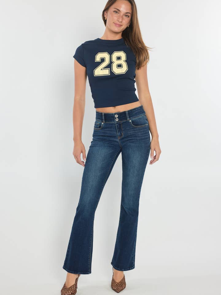 OPEN PACK High Rise Two Button Bootcut Jeans WEP3692 for wholesale by ENJEAN