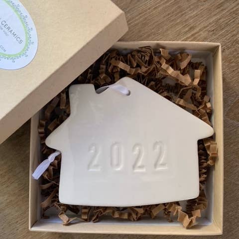 Chrissy Ann Ceramics - Wholesale Ornament - Custom Zip Code Ceramic House Ornament | Handmade Pottery