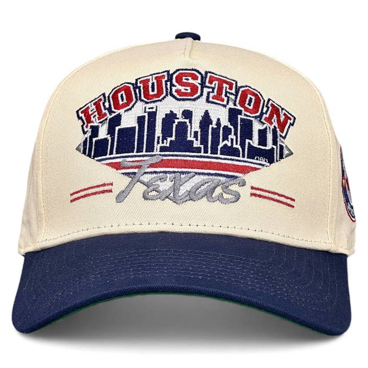 Shells Vintage Hat Co. - Wholesale Baseball Cap - Unisex - Houston Snapback - The Texan (Cream/Navy)