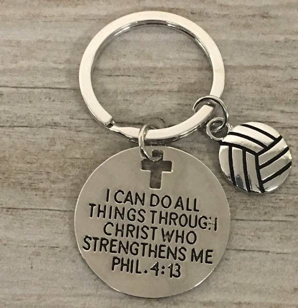 Sportybella - Wholesale Keychain - Women's - Volleyball Charm Keychain, I Can Do All Things Through Christ Who Strengthens Me2