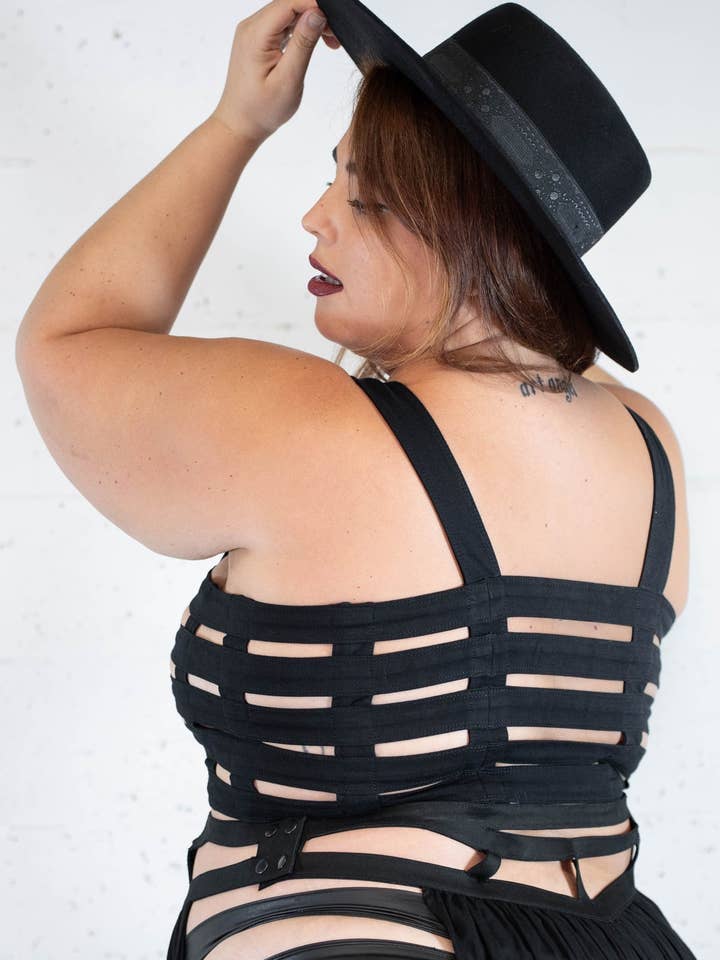 Black Five and Diamond Deluxe Cage Bra - cotton for wholesale on Faire