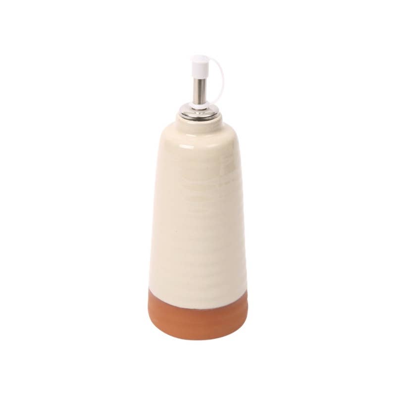 Dexam UK - Wholesale Oil/Vinegar Dispenser - Porto Terracotta Ribbed Oil Drizzler - Stone