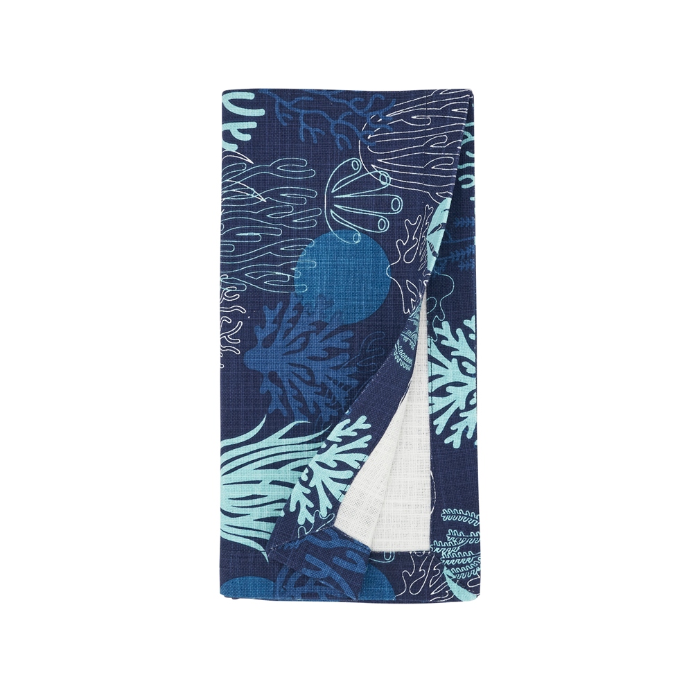 Fennco Styles – wholesale Dinner & cloth napkin – Navy Coral Cotton 20" Cloth Napkin2