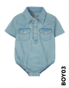 Shea Baby - Wholesale Bodysuit (Non-Footed) - Baby - Light Denim Short Sleeve Onesie - BOY030